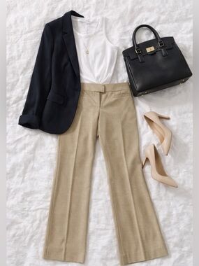 The Limited Drew Fit Tan Trousers Size 6L | Career Work Pants Straight Leg